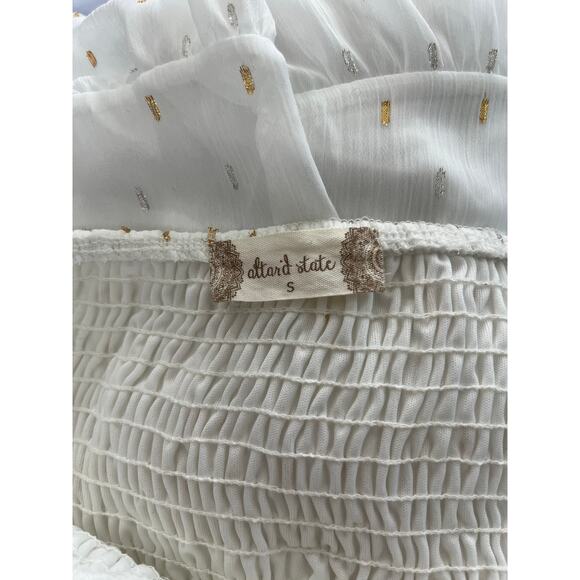 Altar'd State Women's White with
Gold and Silver Clip Chiffon Dress - Picture 6 of 8